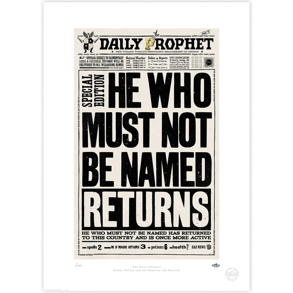 The Daily Prophet - He Who Must Not Be Named Returns Limited Edition A –  Curiosa - Purveyors of Extraordinary Things