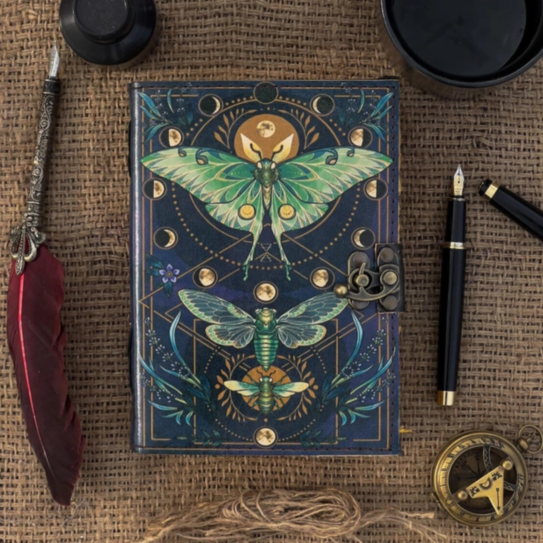 Moth Print Leather Journal