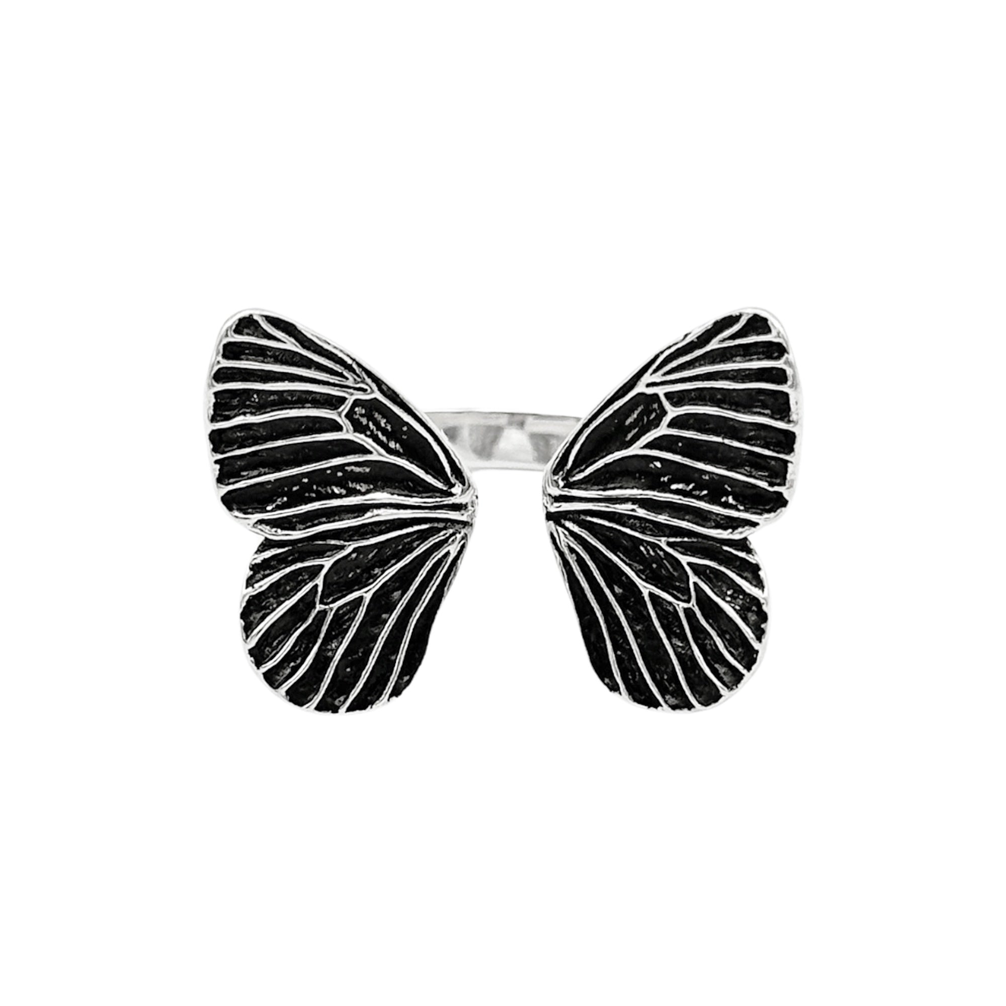 Sterling Silver Adjustable Dimensional Butterfly Ring