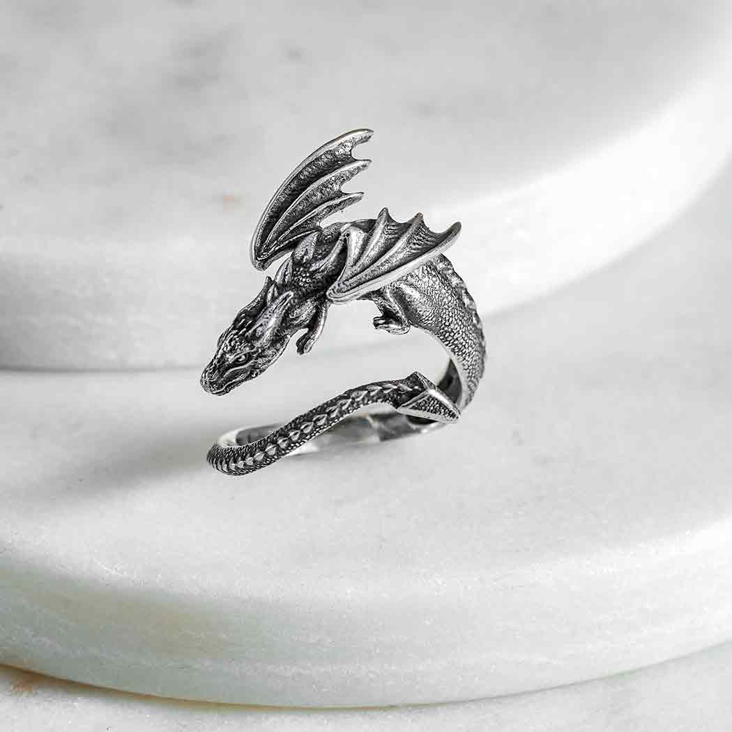 Sterling Silver Adjustable Dragon Ring