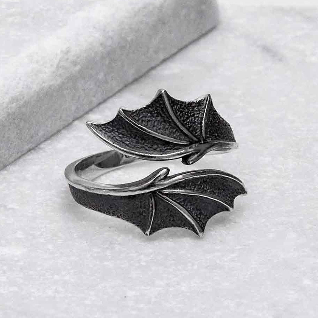 Sterling Silver Adjustable Dragon Wings Ring