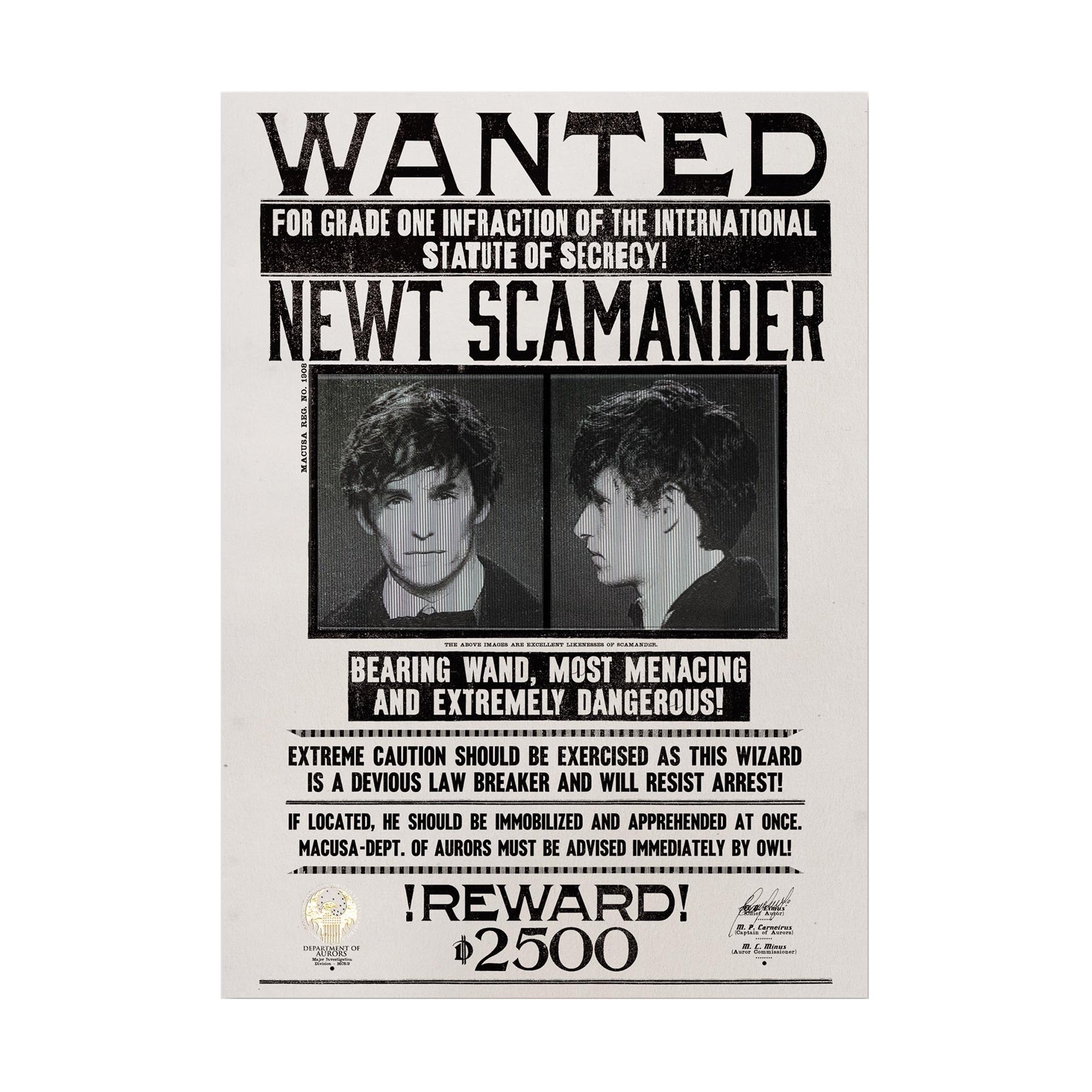 Newt Scamander Wanted Poster Lenticular Notecard