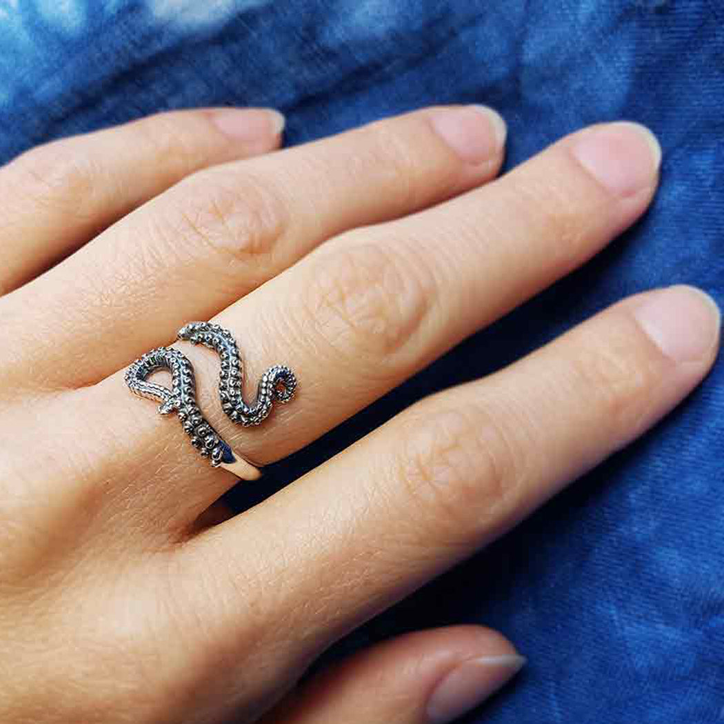 Sterling Silver Octopus Tentacle Adjustable Ring