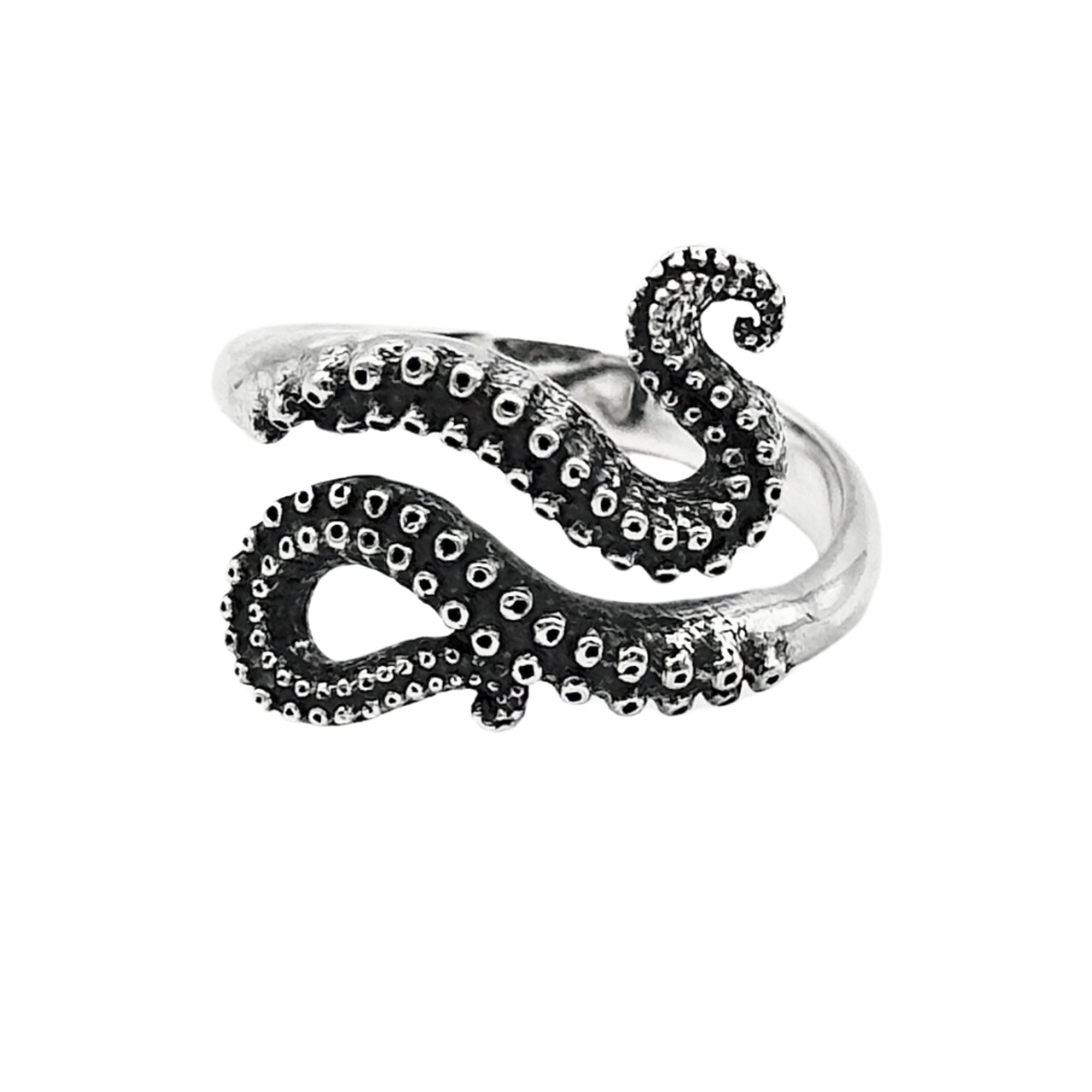 Sterling Silver Octopus Tentacle Adjustable Ring