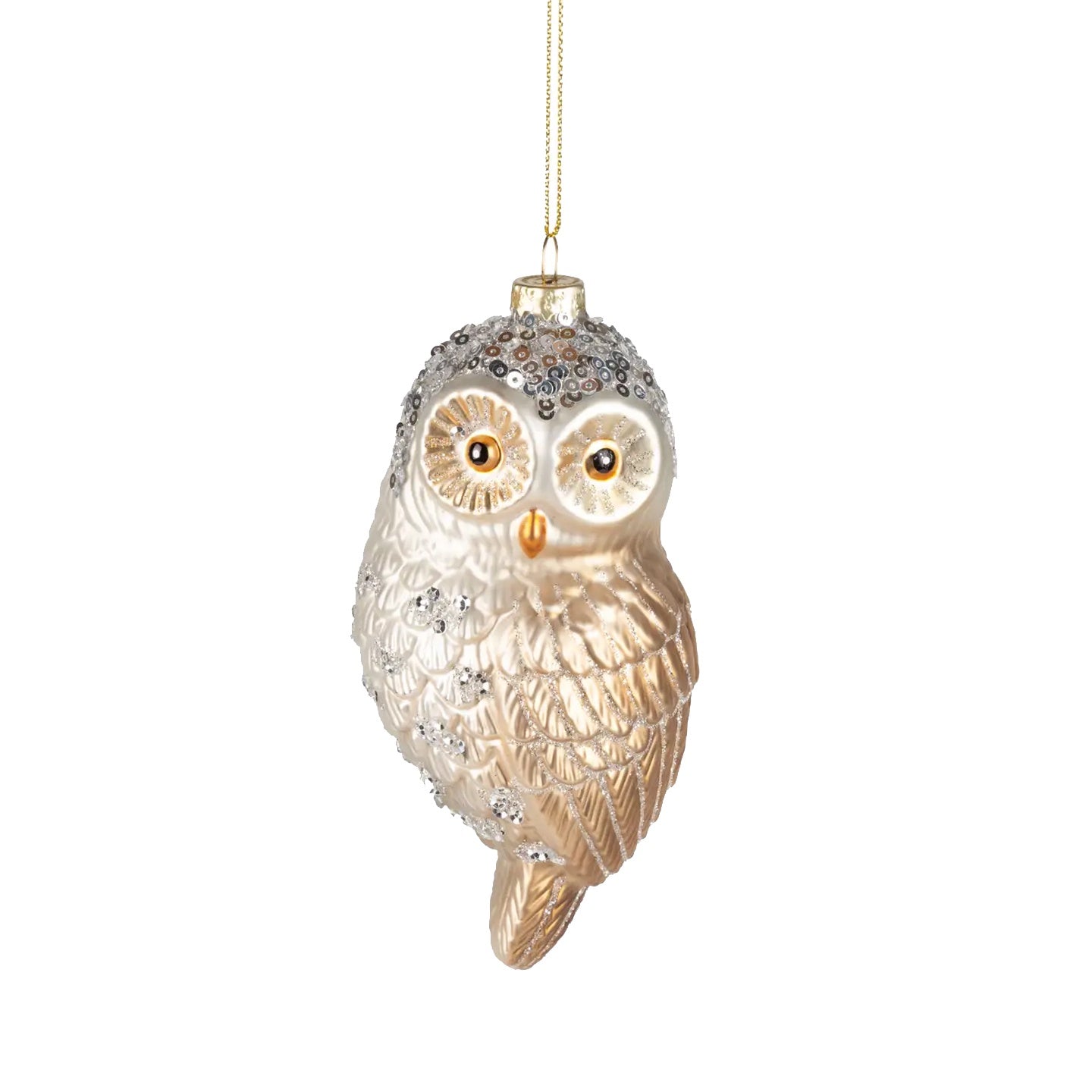 Gold & Silver Glass Owl Ornament