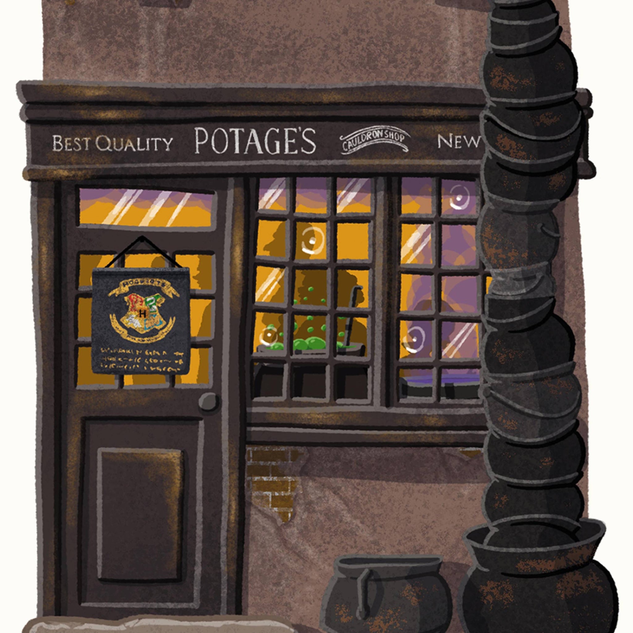 Spellbinding Shops: Potages Cauldron Shop Art Print