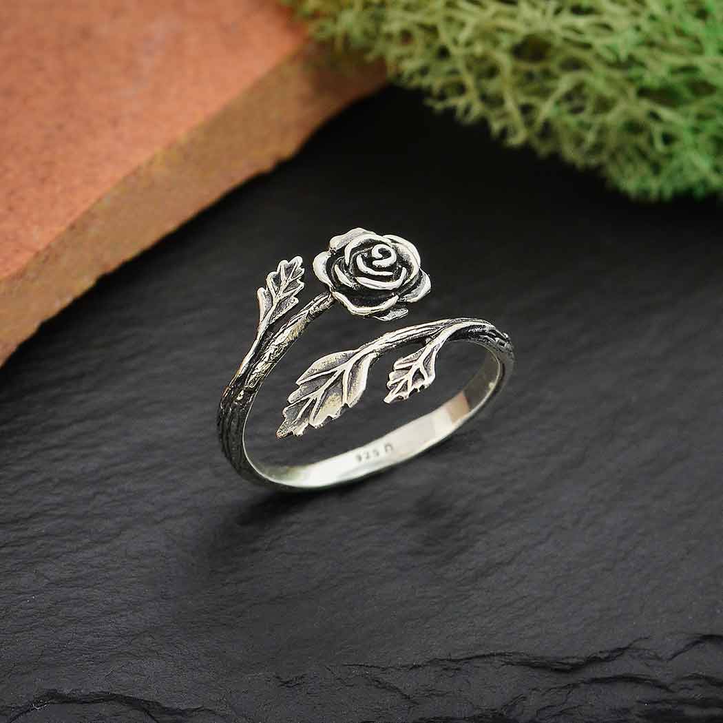 Sterling Silver Rose Adjustable Ring