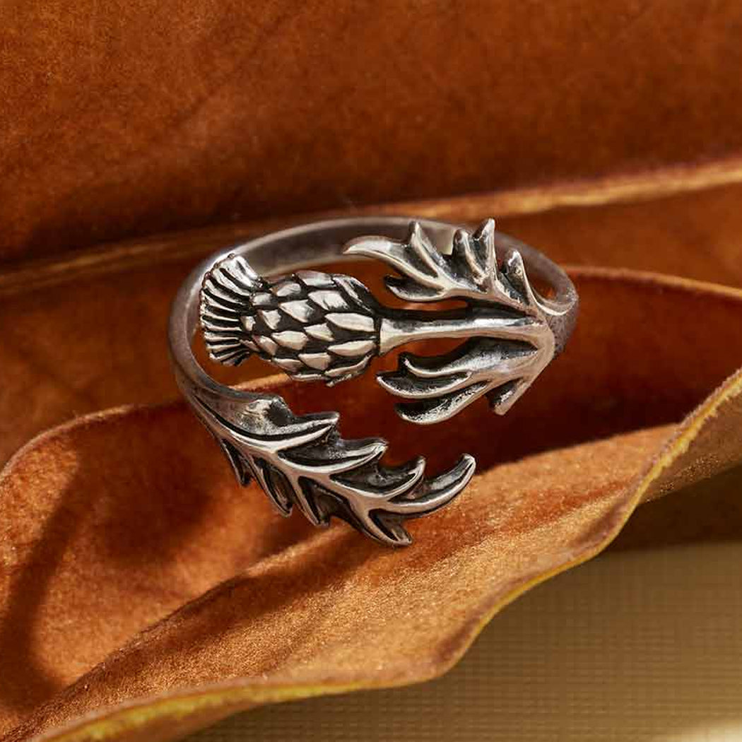 Sterling Silver Adjustable Thistle Ring