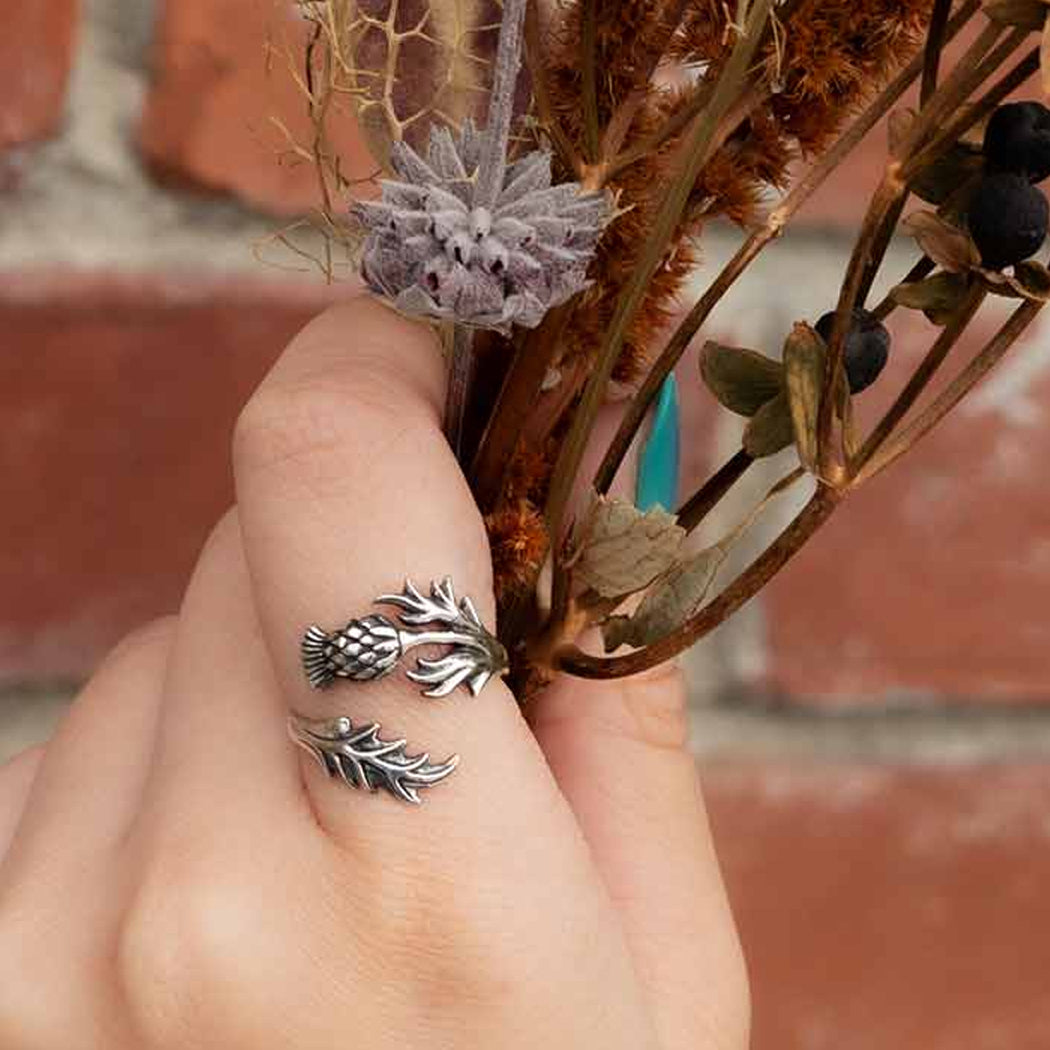 Sterling Silver Adjustable Thistle Ring