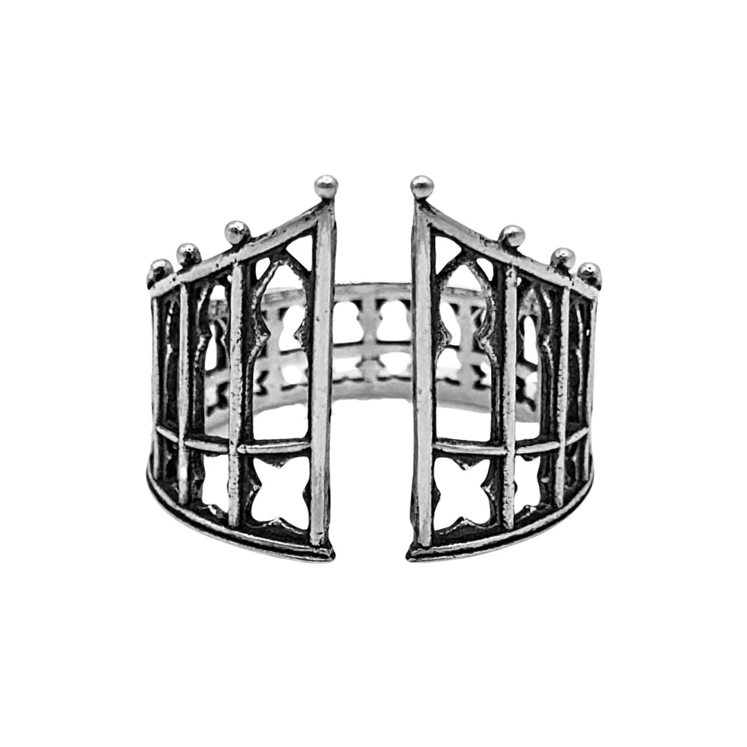 Sterling Silver Adjustable Gothic Gate Ring