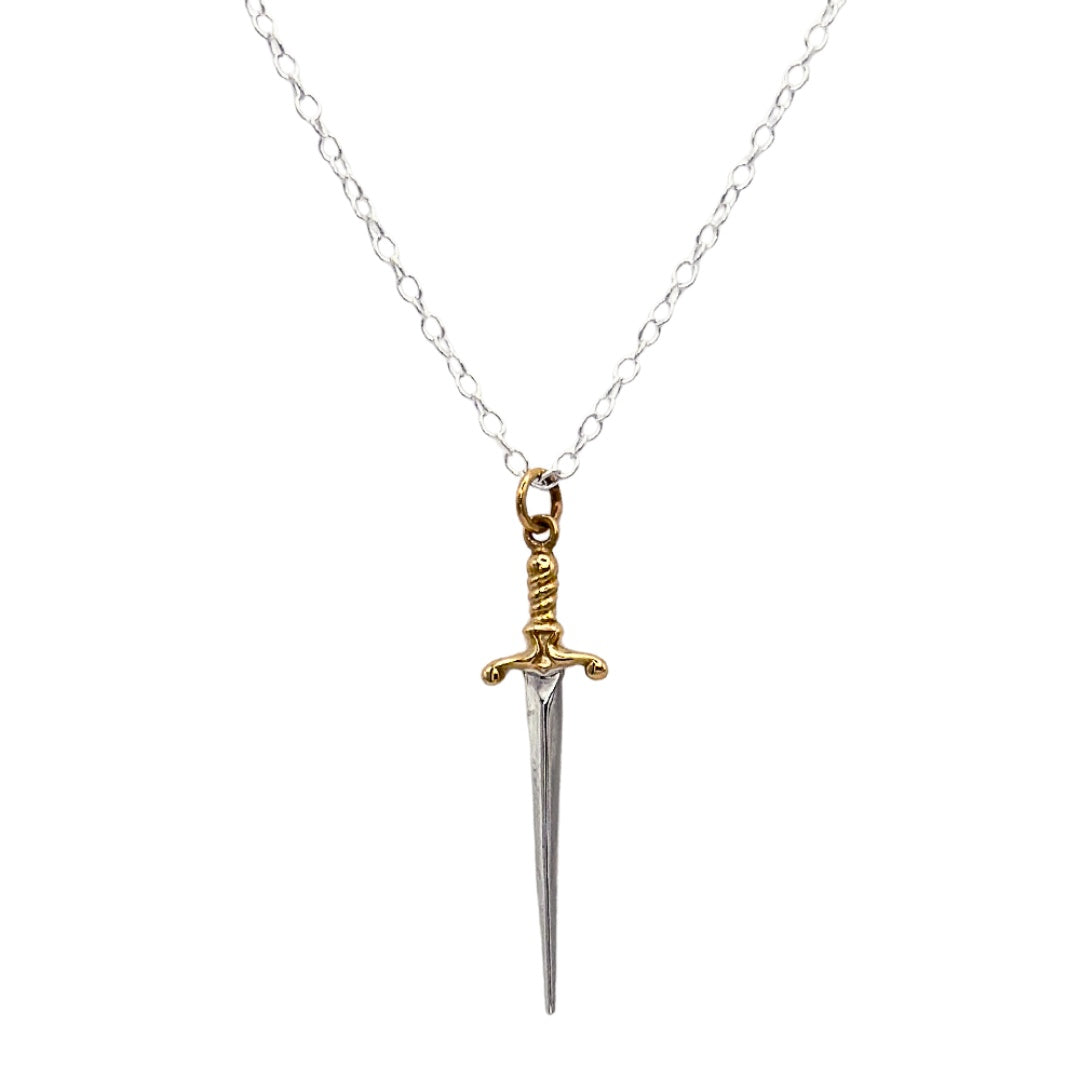 Sterling Silver & Brass Sword Necklace