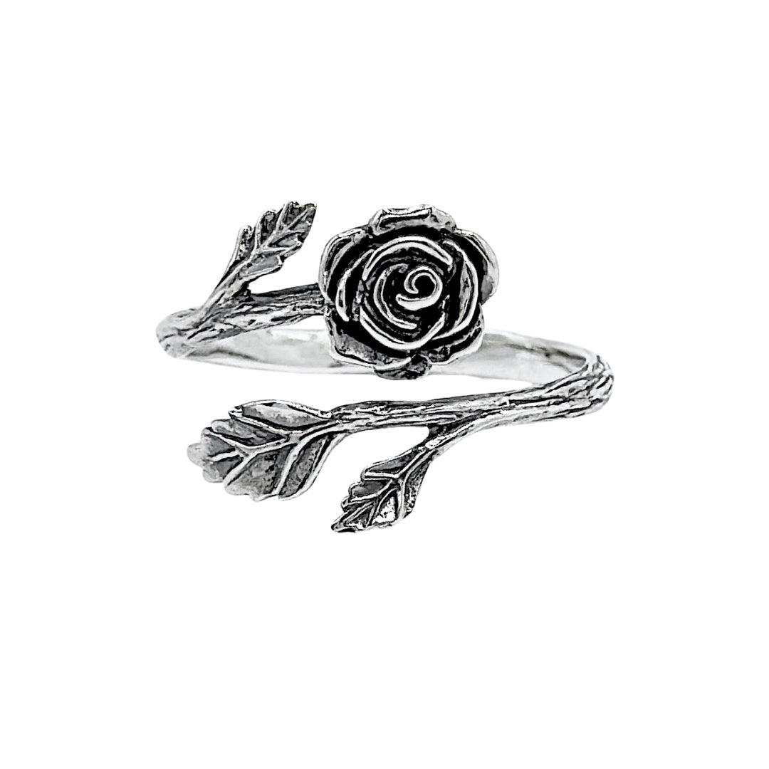 Sterling Silver Rose Adjustable Ring